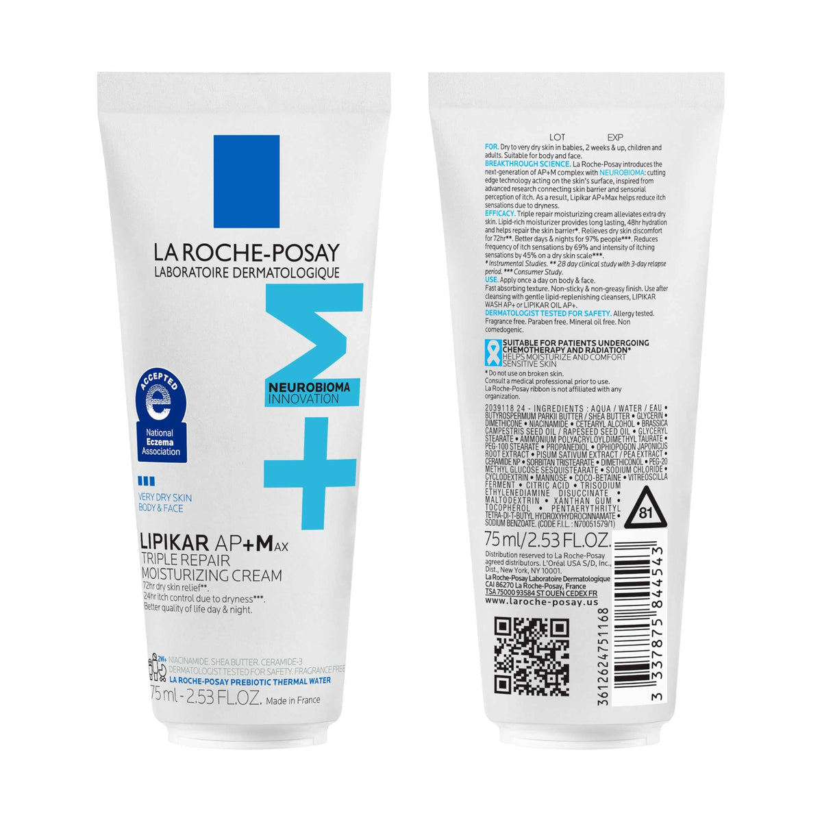 La Roche-Posay Lipikar AP+MAX moisturizing body cream for dry sensitive skin