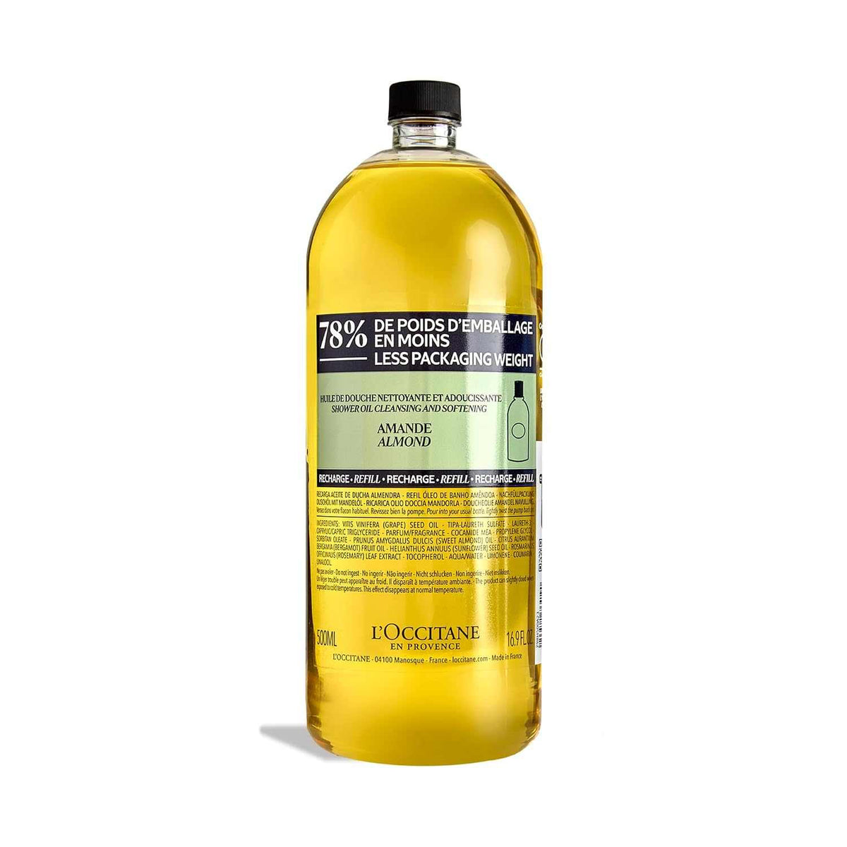 L'Occitane Almond Shower Oil bottle for cleansing and shaving