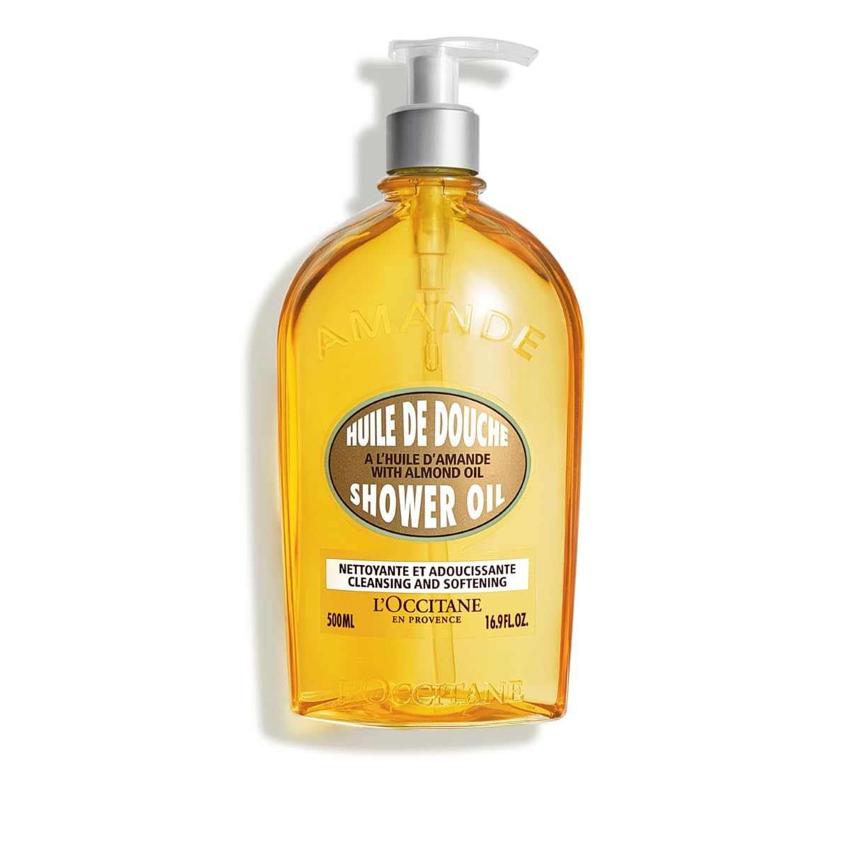 L'Occitane Almond Shower Oil bottle for cleansing and shaving