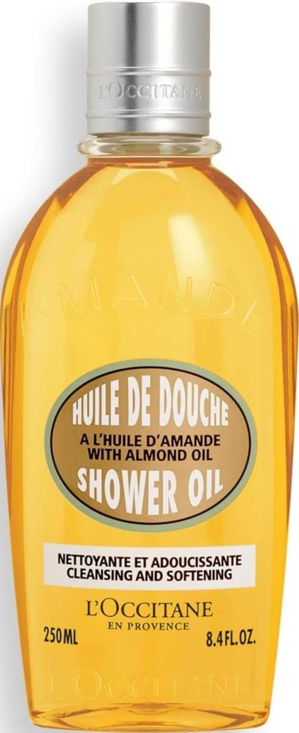 L'Occitane Almond Shower Oil bottle with natural ingredients