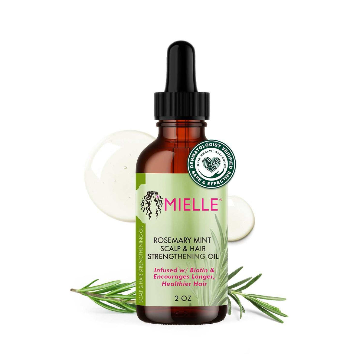 Mielle Organics Rosemary Mint Hair Oil bottle with biotin for scalp and hair nourishment