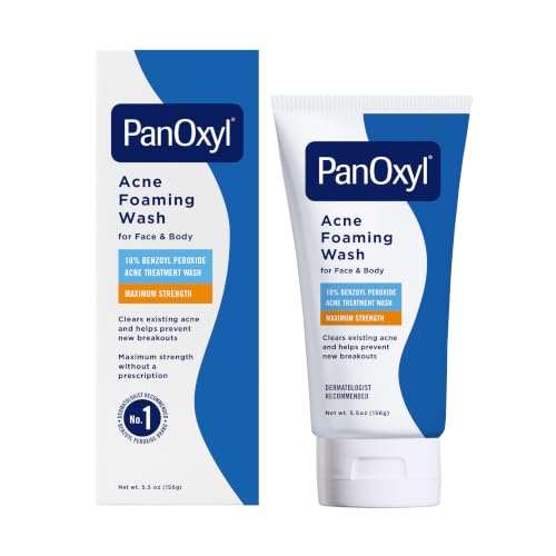 PanOxyl 10% Benzoyl Peroxide acne foaming wash tube and usage steps