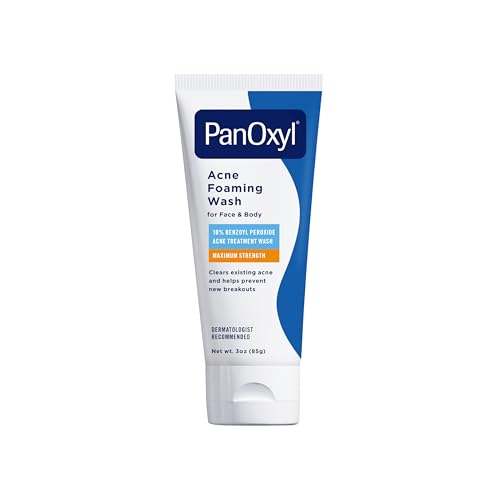 PanOxyl 10% Benzoyl Peroxide acne foaming wash tube and usage steps